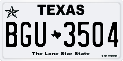 TX license plate BGU3504