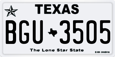 TX license plate BGU3505