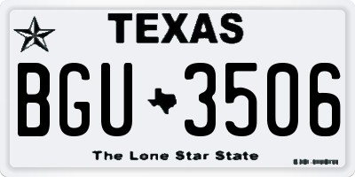 TX license plate BGU3506