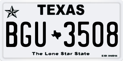 TX license plate BGU3508