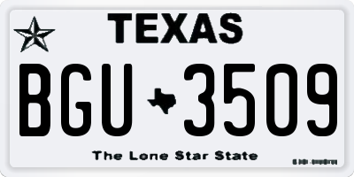 TX license plate BGU3509