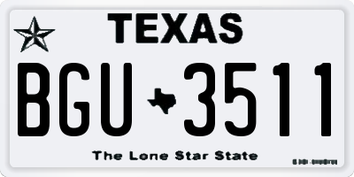 TX license plate BGU3511