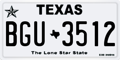 TX license plate BGU3512