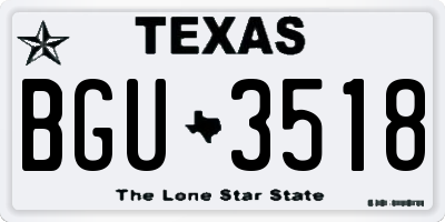 TX license plate BGU3518
