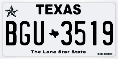 TX license plate BGU3519