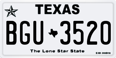 TX license plate BGU3520
