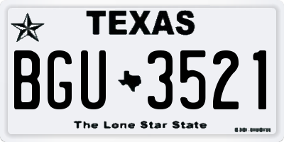 TX license plate BGU3521