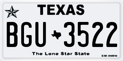 TX license plate BGU3522