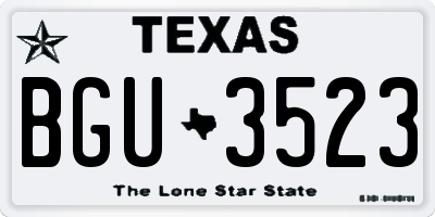 TX license plate BGU3523