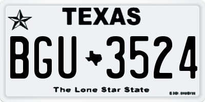 TX license plate BGU3524