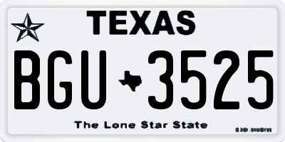 TX license plate BGU3525