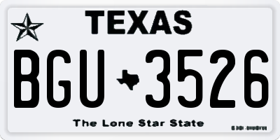 TX license plate BGU3526