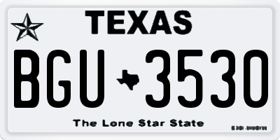 TX license plate BGU3530