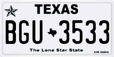 TX license plate BGU3533