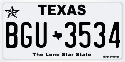 TX license plate BGU3534