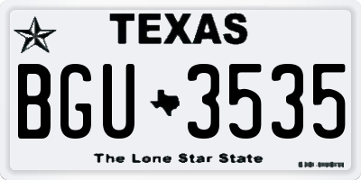 TX license plate BGU3535