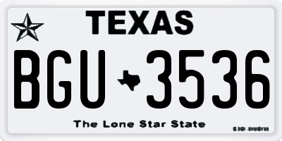 TX license plate BGU3536
