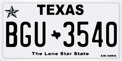 TX license plate BGU3540