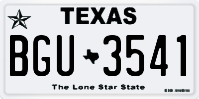 TX license plate BGU3541