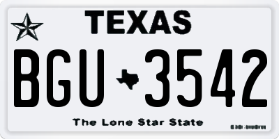 TX license plate BGU3542