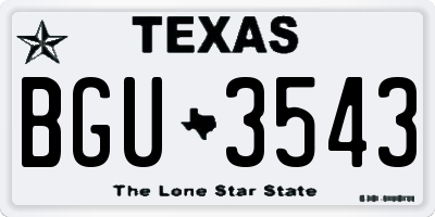 TX license plate BGU3543