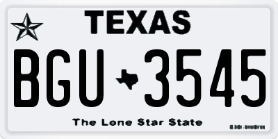 TX license plate BGU3545