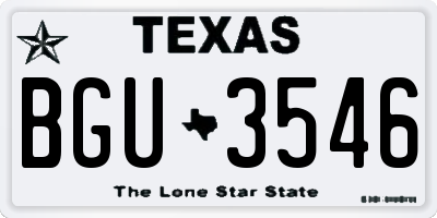 TX license plate BGU3546