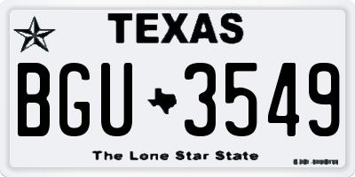 TX license plate BGU3549