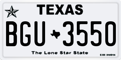 TX license plate BGU3550