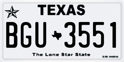 TX license plate BGU3551
