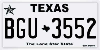 TX license plate BGU3552
