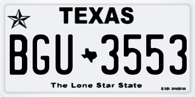 TX license plate BGU3553