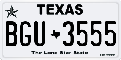 TX license plate BGU3555
