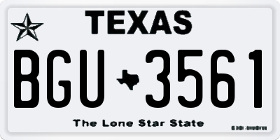 TX license plate BGU3561