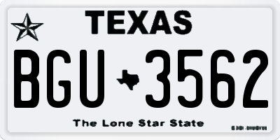 TX license plate BGU3562