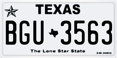 TX license plate BGU3563