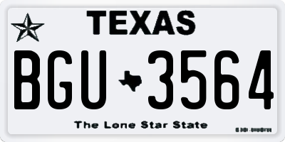 TX license plate BGU3564