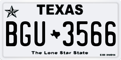 TX license plate BGU3566