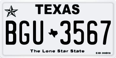 TX license plate BGU3567