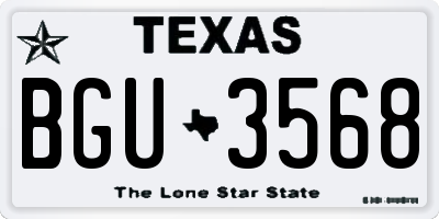 TX license plate BGU3568
