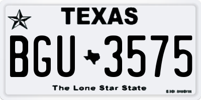 TX license plate BGU3575