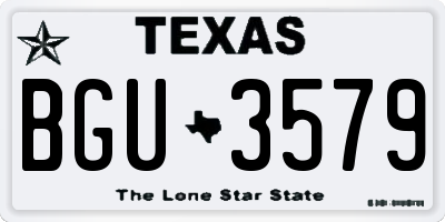 TX license plate BGU3579