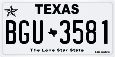 TX license plate BGU3581