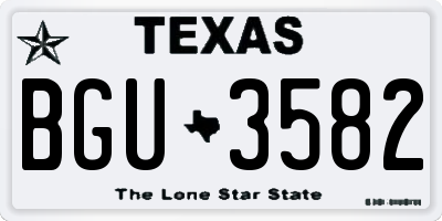 TX license plate BGU3582