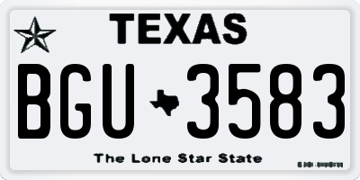 TX license plate BGU3583