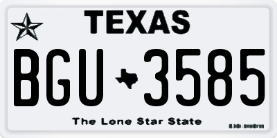 TX license plate BGU3585
