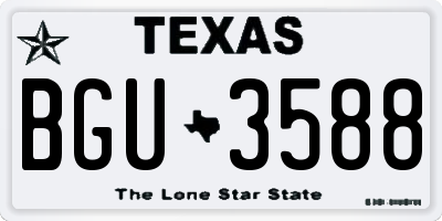TX license plate BGU3588