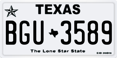 TX license plate BGU3589