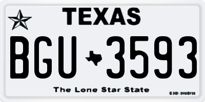 TX license plate BGU3593