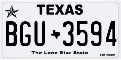 TX license plate BGU3594